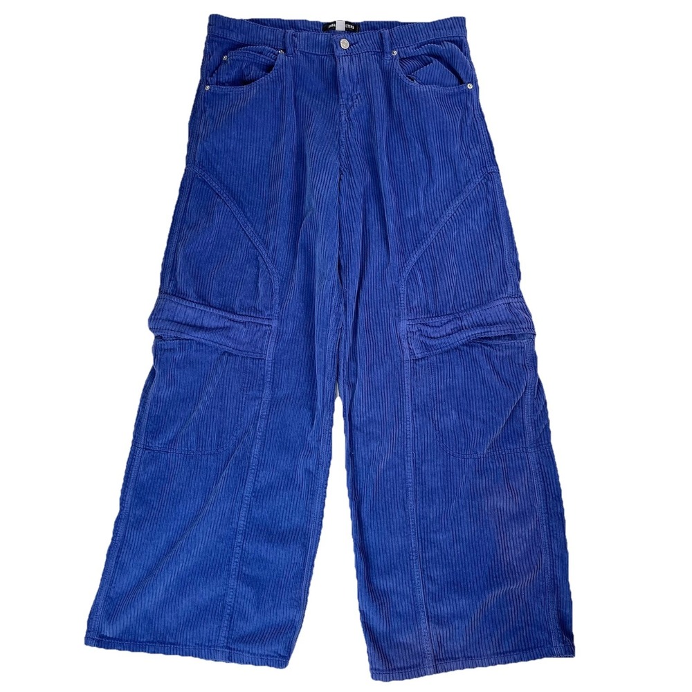 Urban Outfitters BDG Pants Blue Corduroy Cargo Wide Leg Baggy Skater Y2K Size 29